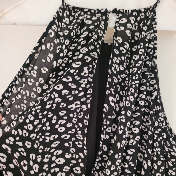 Just Fab Halter Chiffon dress in black leopard 1x (fits like XL), NWT - Picture 4 of 6